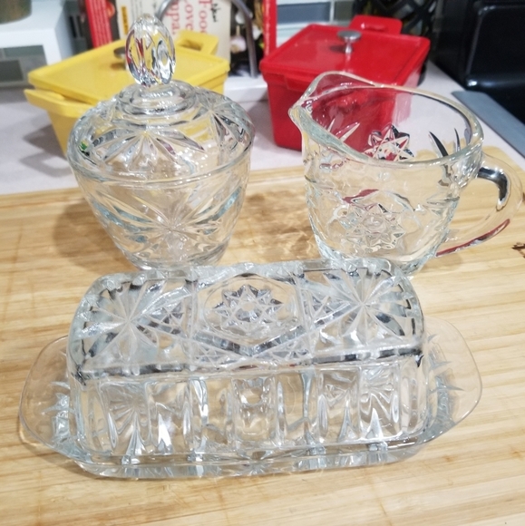 Anchor Hocking 3Pc‎ Set 1/4lb Butter Keeper, Sugar Bowl, Lid And Creamer - Picture 11 of 11